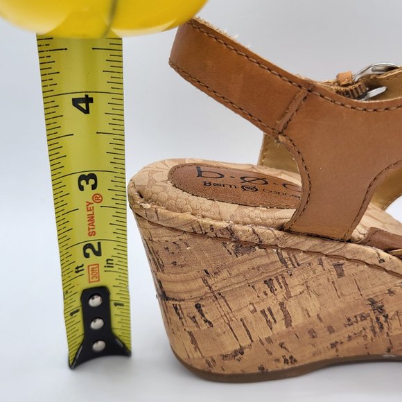 B.O.C. by Born Concept Cross Strap Tan Leather Cork Wedge Sandals SZ 6 - Picture 13 of 13